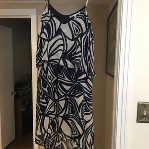 Navy and white hi-low dress